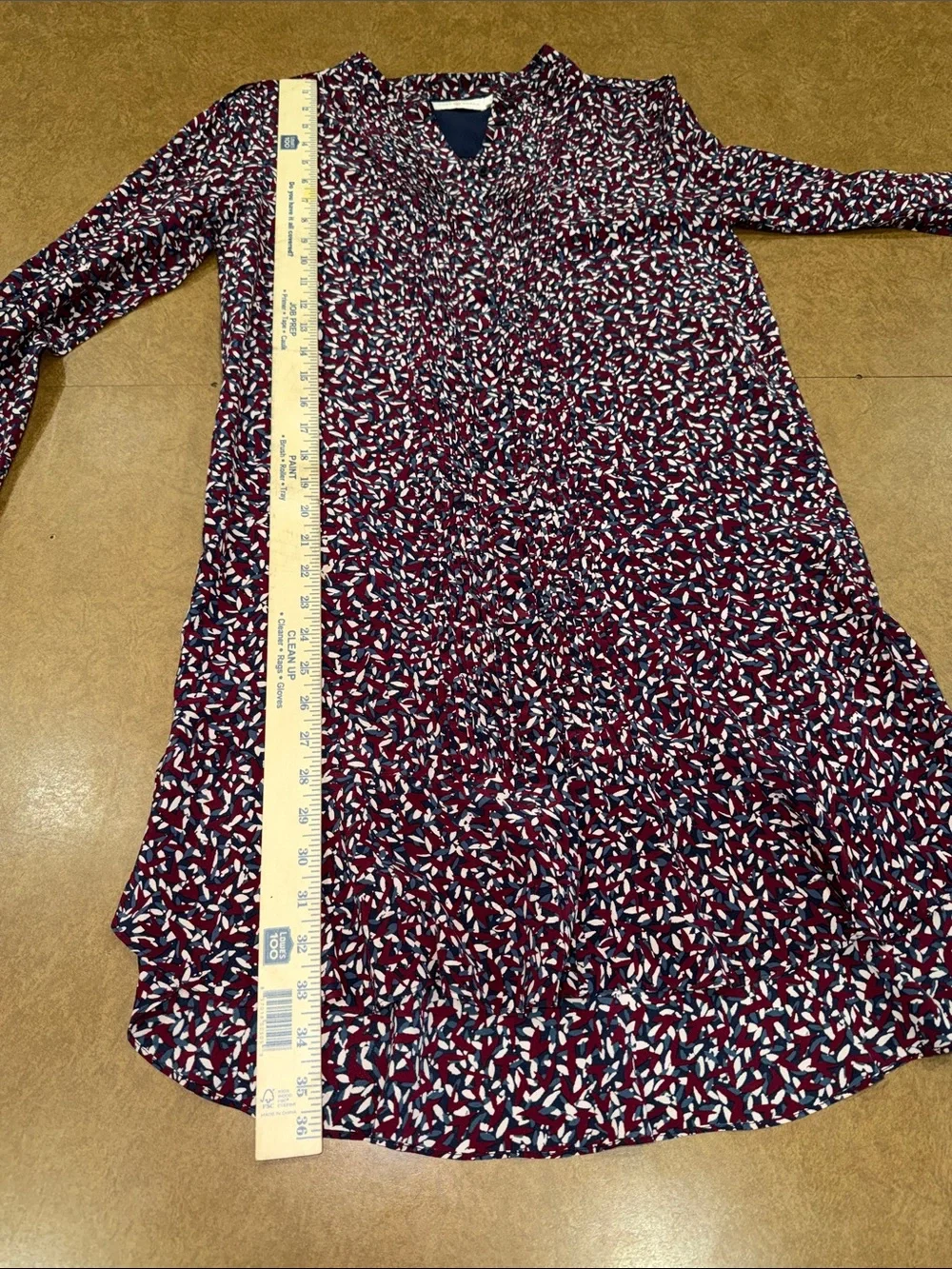 Tory Burch Red Agote Confetti Silk Navy & Burgundy Printed Midi Dress • Like NEW